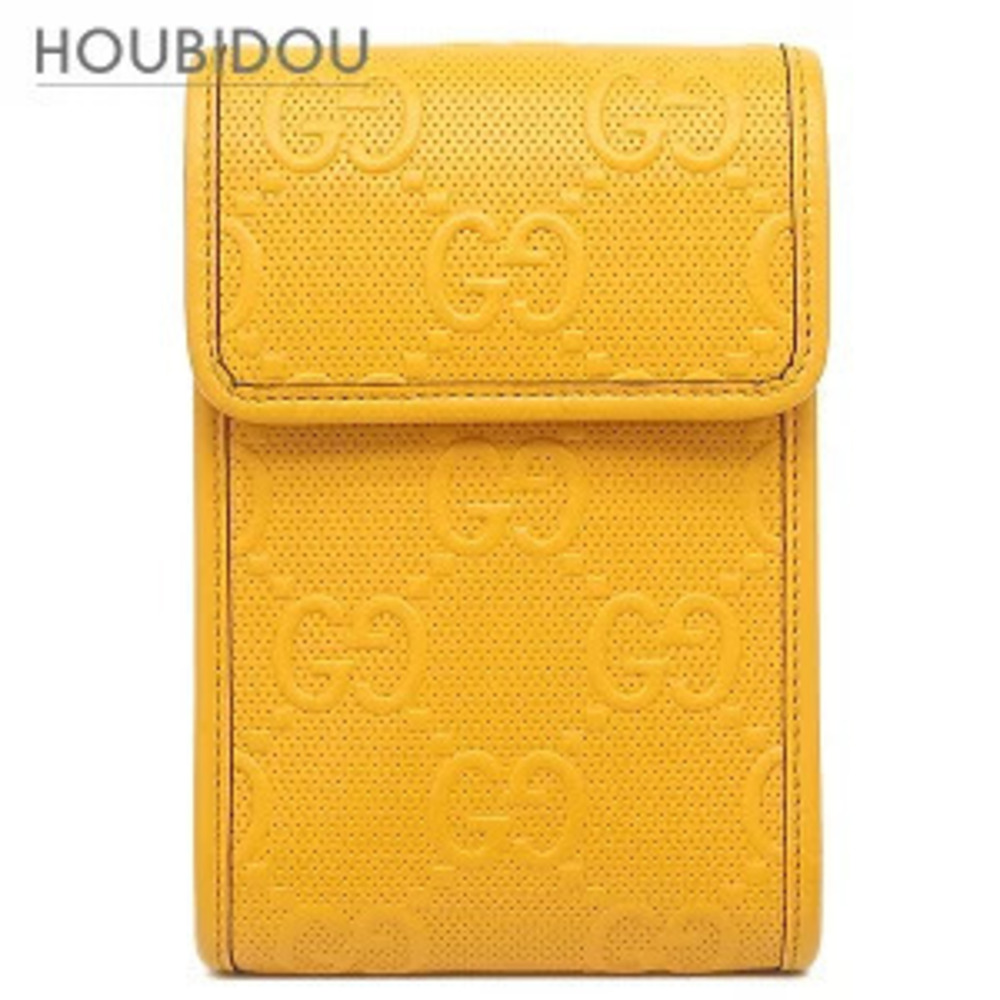 Gucci Shoulder Bag GG Embossed Leather Yellow